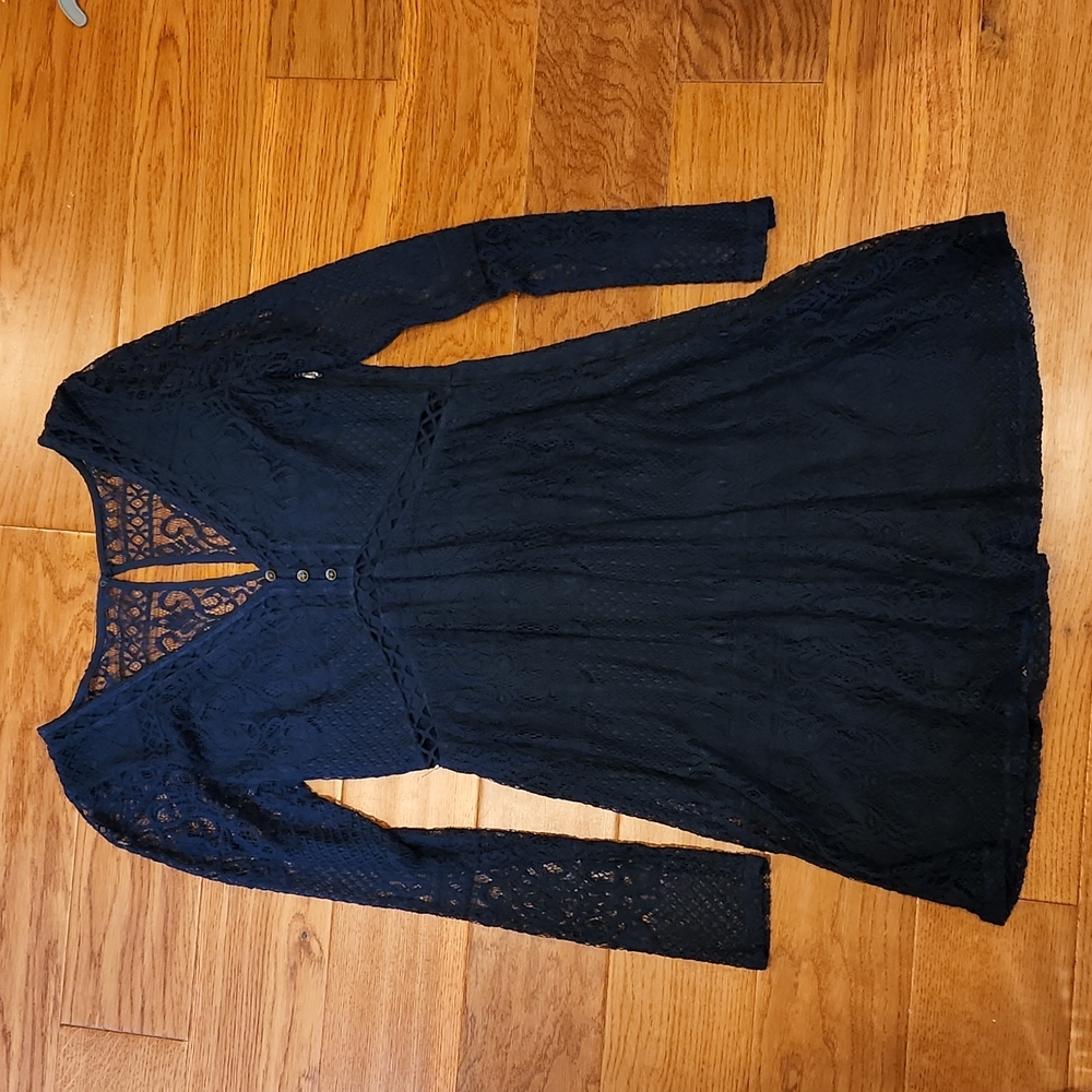 Navy blue lace mini dress